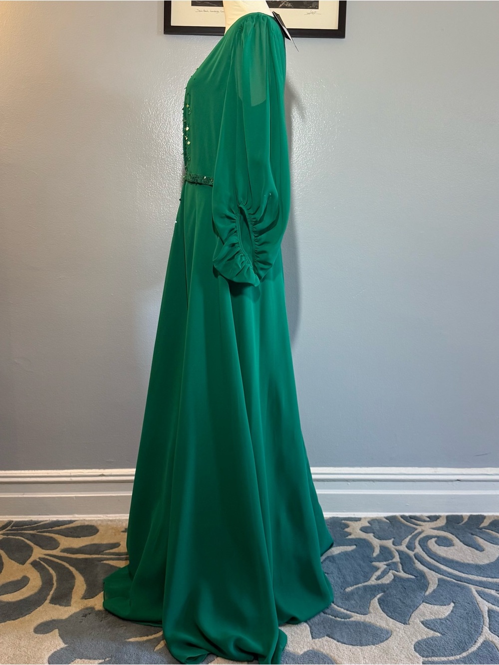 NWT Sachin + Babi Bianca Green Sequin Gown - Picture 5 of 10